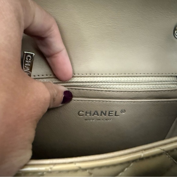 Chanel Patent Mini Square in Tan - Picture 7 of 10